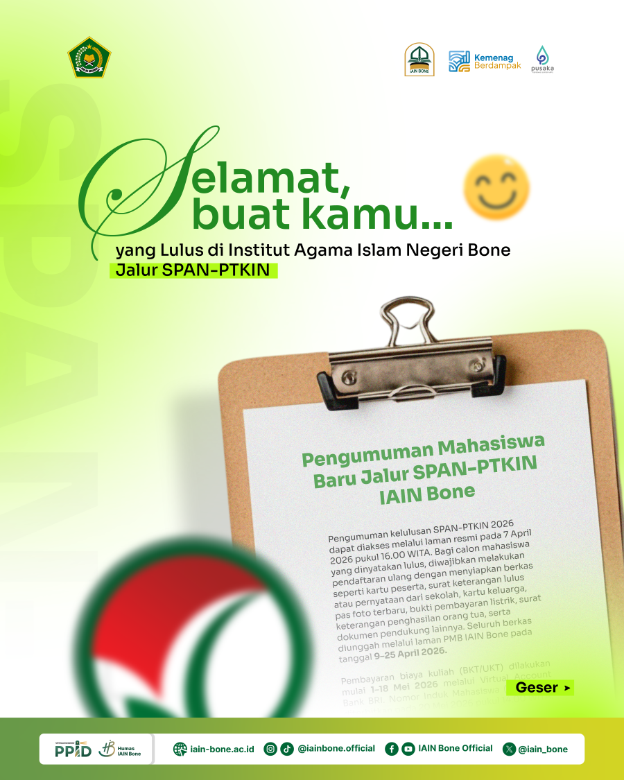 747 Peserta Dinyatakan Lolos SPAN-PTKIN di IAIN Bone, Panitia Targetkan Pendaftaran Ulang Meningkat